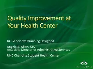 Quality Improvement at Your Health Center