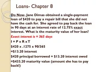 Loans- Chapter 8