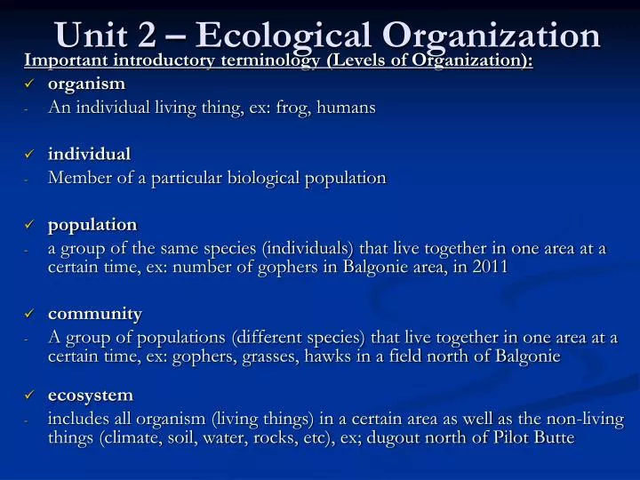 unit 2 ecological organization