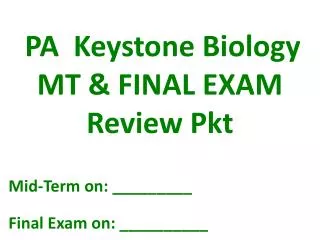 PA Keystone Biology MT &amp; FINAL EXAM Review Pkt
