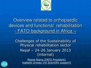 Challenges of the Sustainability of Physical rehabilitation sector