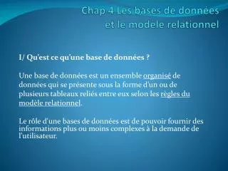 chap 4 les bases de donn es et le mod le relationnel