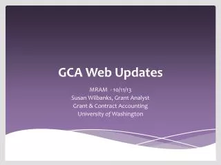 GCA Web Updates