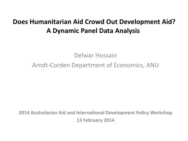 does humanitarian aid crowd out development aid a dynamic panel data analysis
