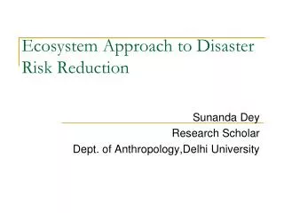 Ecosystem Approach to Disaster Risk Reduction