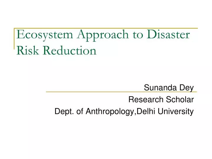 ecosystem approach to disaster risk reduction