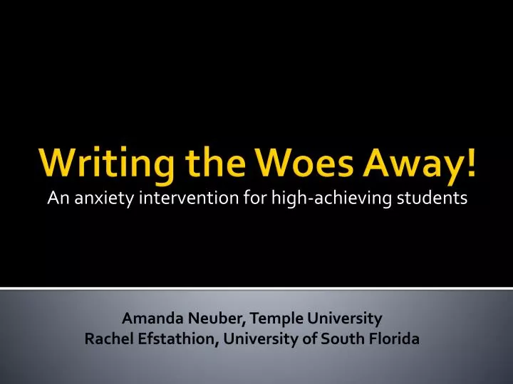 an anxiety intervention for high achieving students