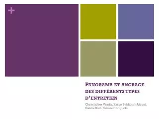 panorama et ancrage des diff rents types d entretien