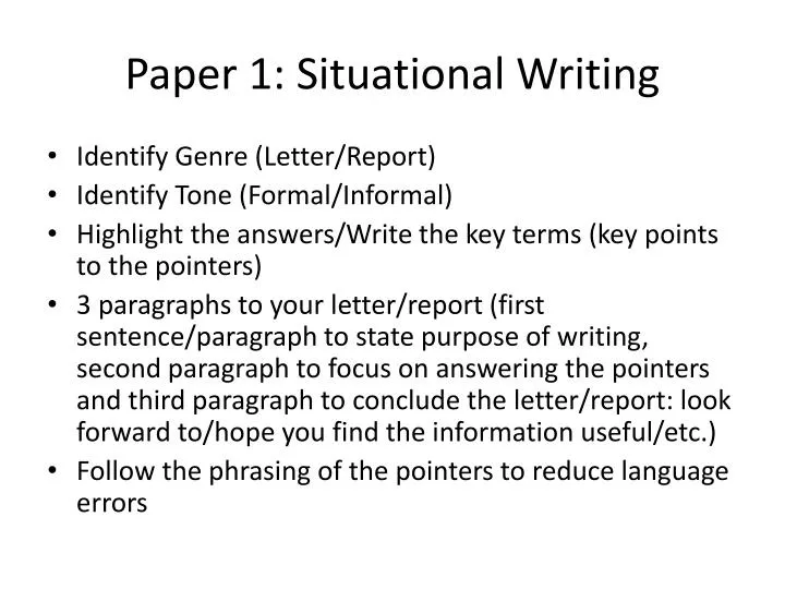 paper 1 situational writing