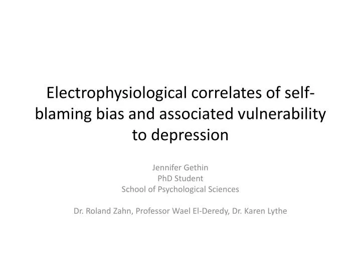electrophysiological correlates of self blaming bias and associated vulnerability to depression