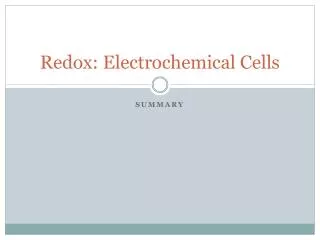 Redox : Electrochemical Cells