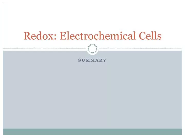 redox electrochemical cells