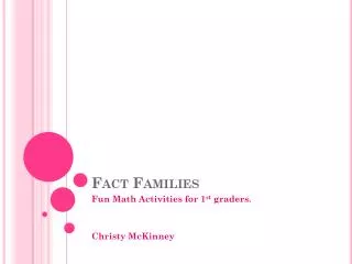 Fact Families