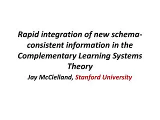Jay McClelland, Stanford University