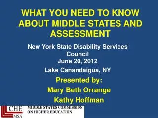 What you need to know about Middle States and Assessment