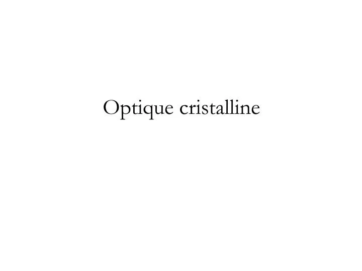 optique cristalline