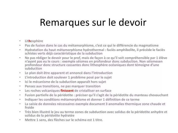 remarques sur le devoir