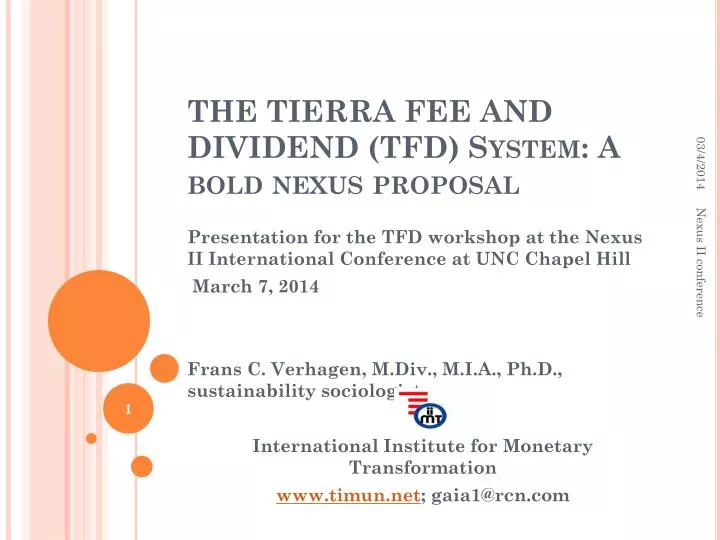 the tierra fee and dividend tfd system a bold nexus proposal