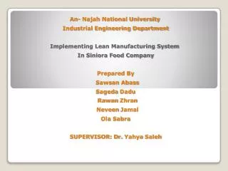 An- Najah National University Industrial Engineering Department