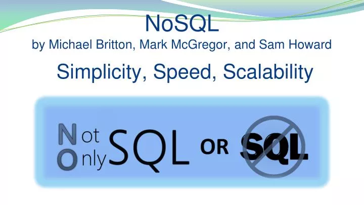 nosql by michael britton mark mcgregor and sam howard