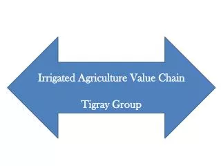 Irrigated Agriculture Value Chain Tigray Group