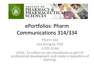 ePortfolios: Pharm Communications 314/334