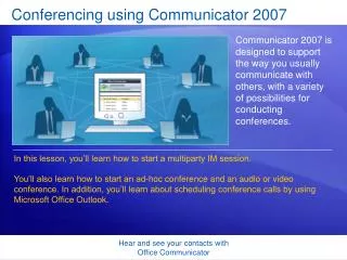 conferencing using communicator 2007