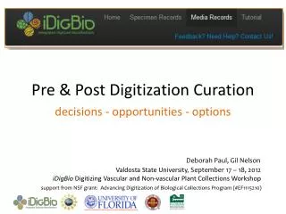 Pre &amp; Post Digitization Curation