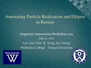 Annotating Particle Realization and Ellipsis in Korean