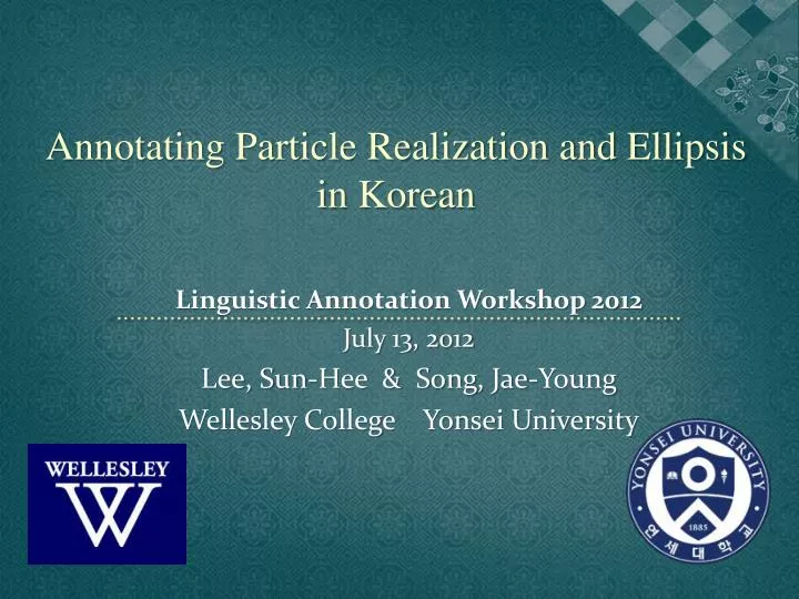 annotating particle realization and ellipsis in korean