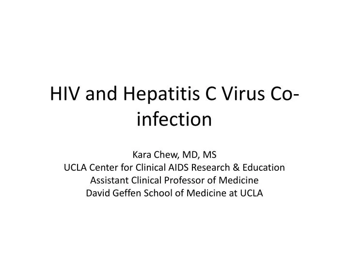 hiv and hepatitis c virus co infection