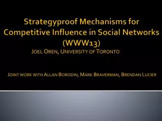 Strategyproof Mechanisms for Competitive Influence in Social Networks (WWW13)