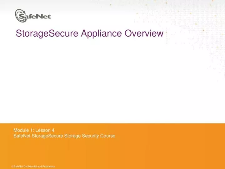 storagesecure appliance overview