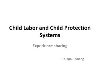 Child Labor and Child Protection Systems
