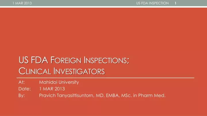 us fda foreign inspection s clinical investigators