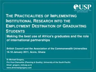 Making the best use of Africa's graduates and the role of international partnerships