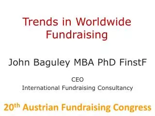 Trends in Worldwide Fundraising