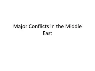 Major Conflicts in the Middle East