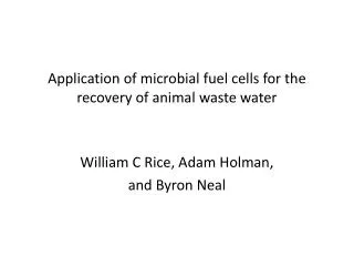 Application of microbial fuel cells for the recovery of animal waste water
