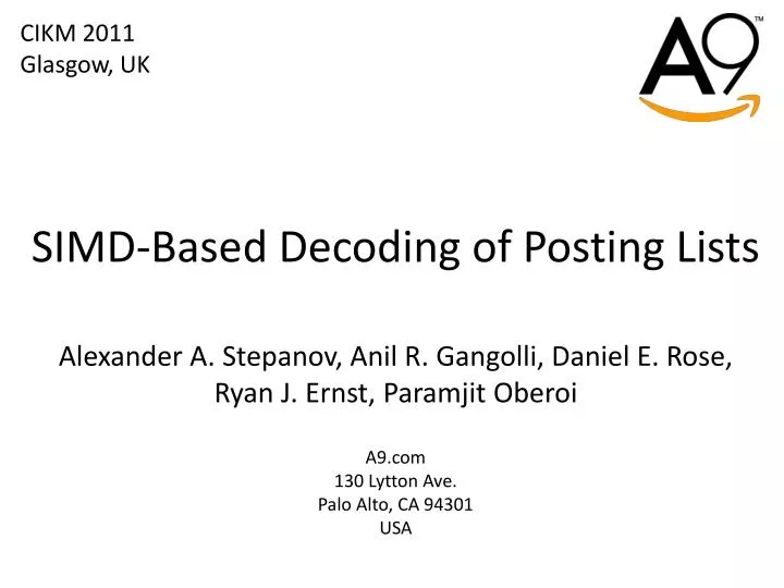simd based decoding of posting lists