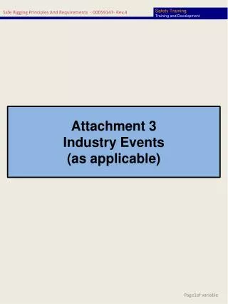 Attachment 3 Industry Events (as applicable)