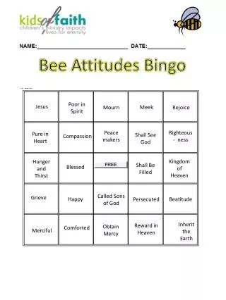 Bee Attitudes Bingo