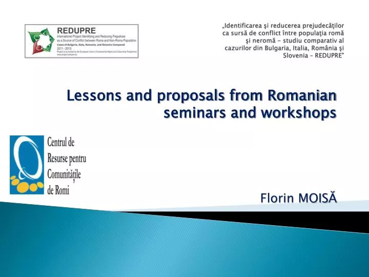 lessons and proposals from romanian seminars and workshops florin mois