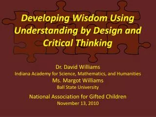 Developing Wisdom Using Understanding by Design and Critical Thinking