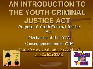 AN INTRODUCTION TO THE YOUTH CRIMINAL JUSTICE ACT
