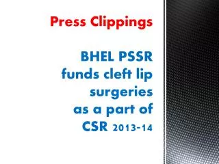 Press Clippings BHEL PSSR funds cleft lip surgeries as a part of CSR 2013-14