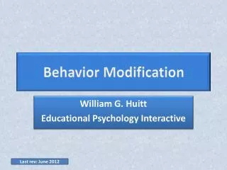 William G. Huitt Educational Psychology Interactive