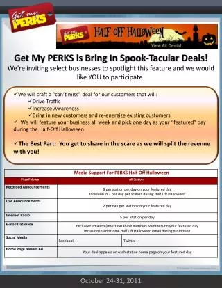 Get My PERKS is Bring In Spook- Tacular Deals!