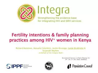 Fertility intentions &amp; family planning practices among HIV + women in Kenya