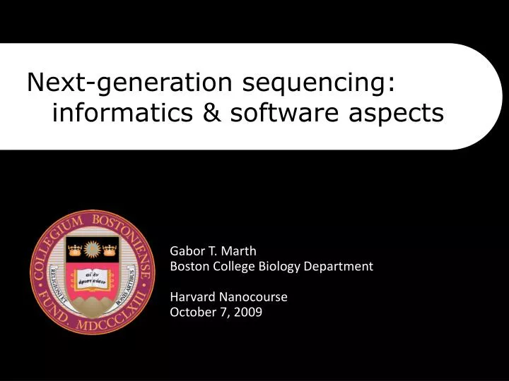 next generation sequencing informatics software aspects